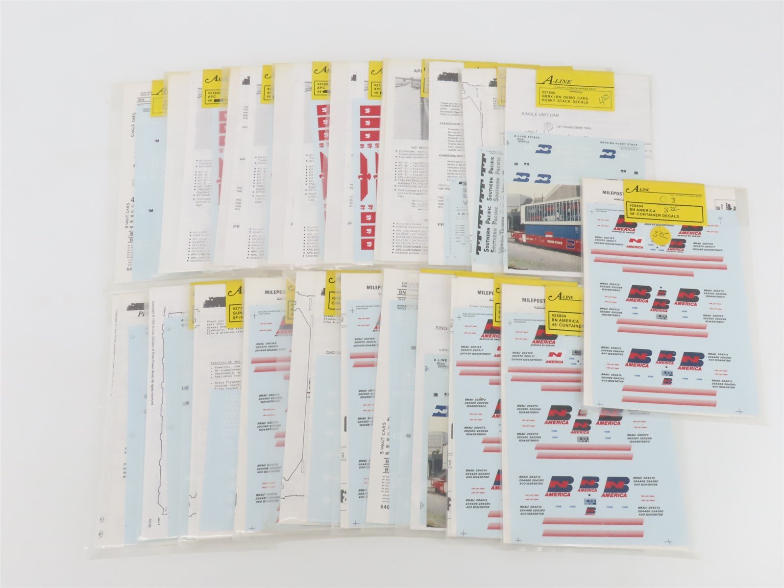 LOT of 20 HO Scale A-Line Assorted Container Decals