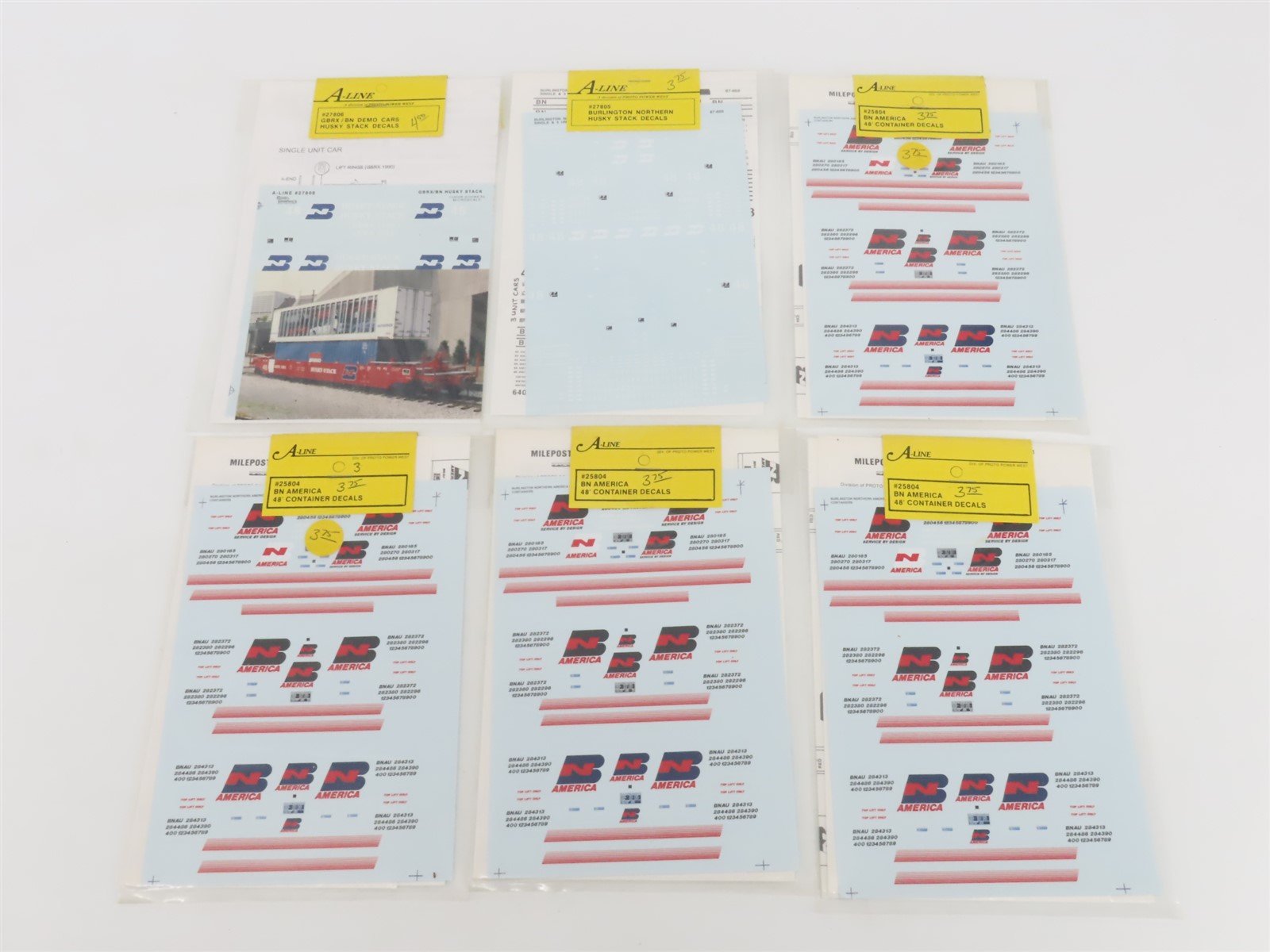 LOT of 20 HO Scale A-Line Assorted Container Decals