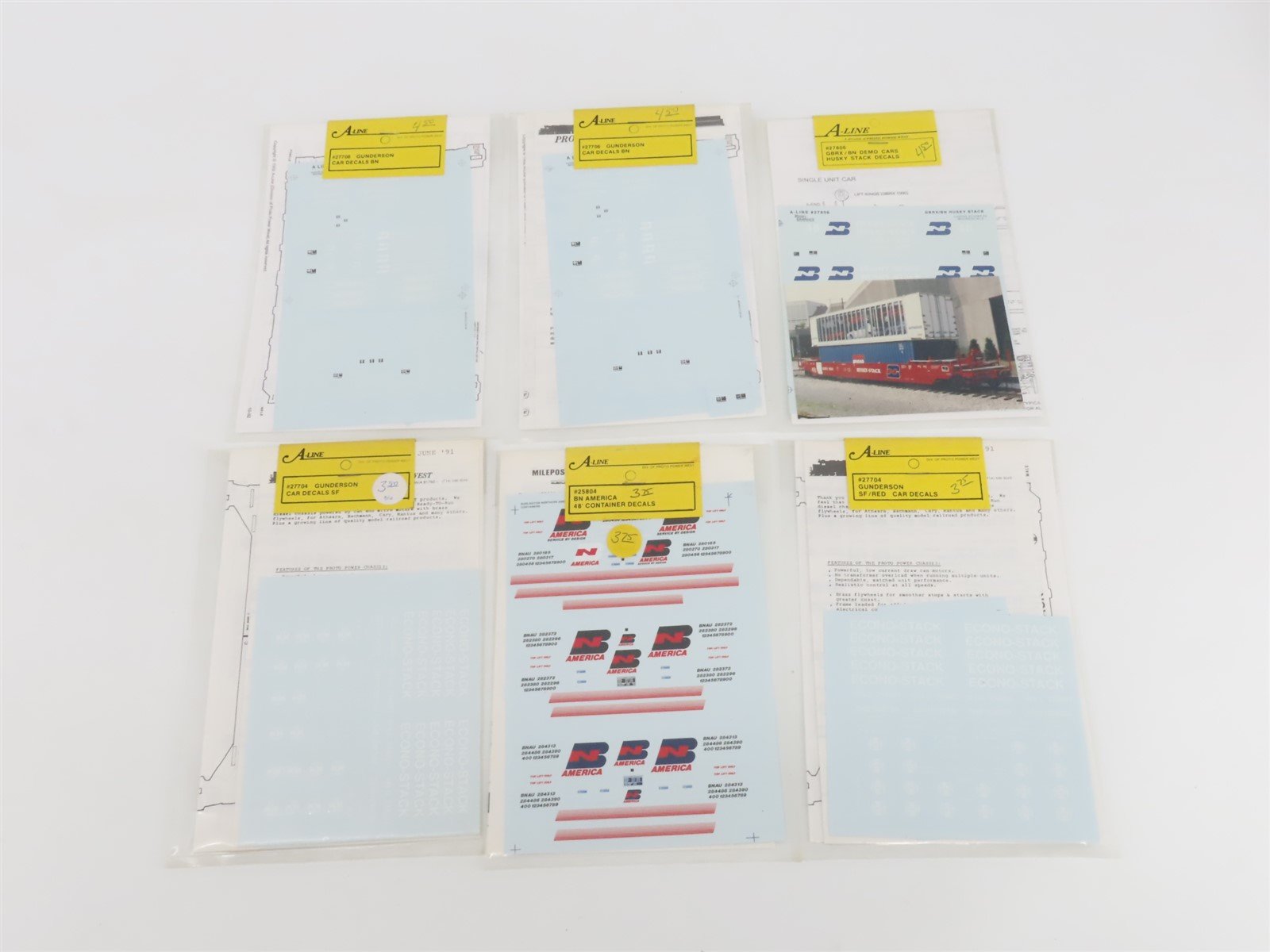 LOT of 20 HO Scale A-Line Assorted Container Decals