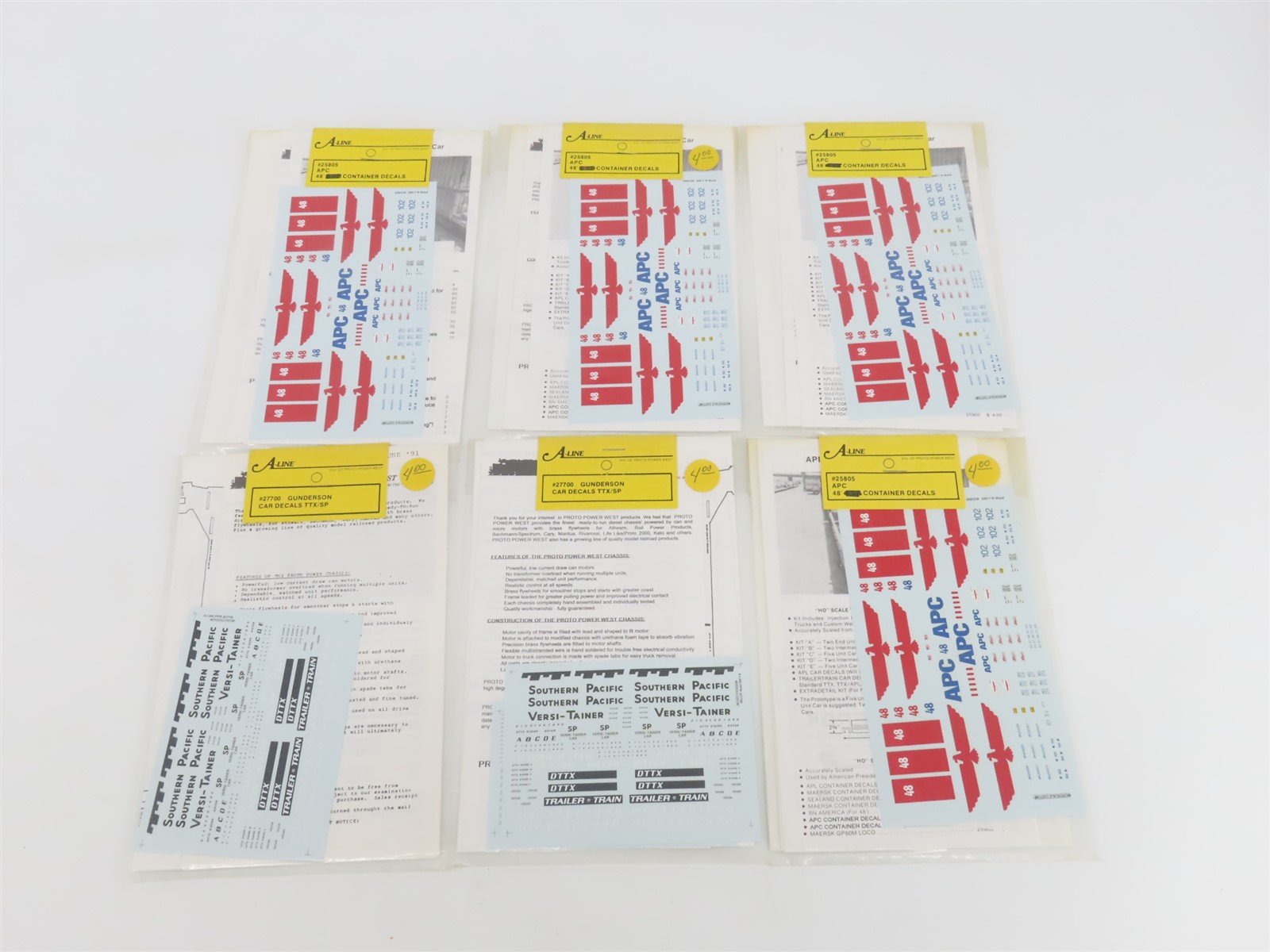 LOT of 20 HO Scale A-Line Assorted Container Decals