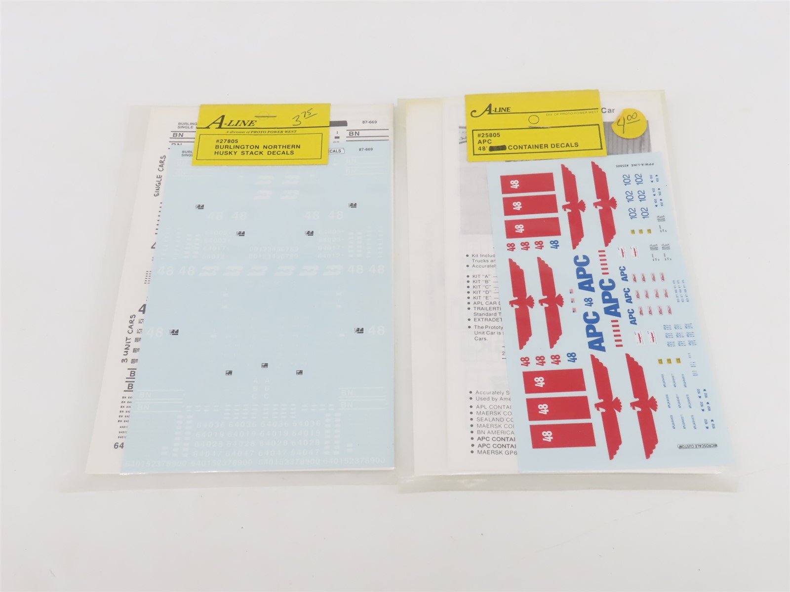 LOT of 20 HO Scale A-Line Assorted Container Decals