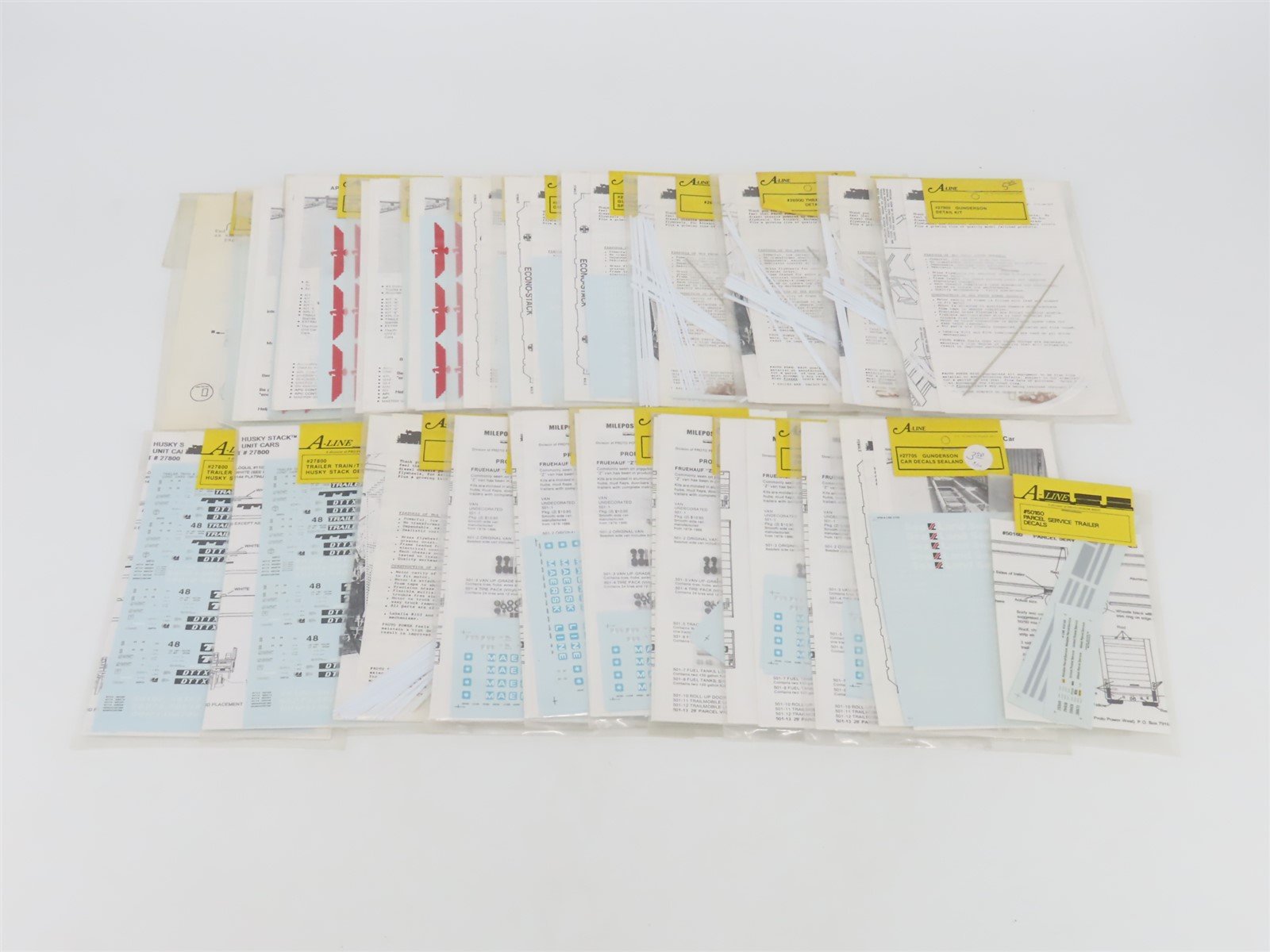 LOT of 23 HO Scale A-Line Assorted Container Decals & Thrall Stack Car Detailing