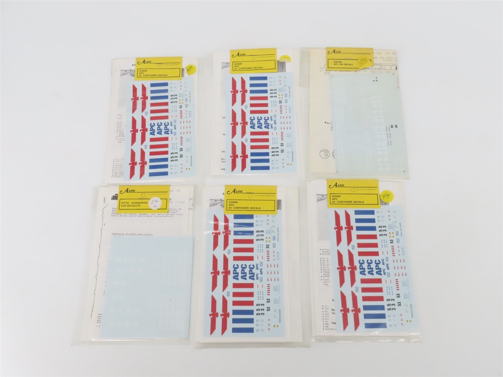 LOT of 23 HO Scale A-Line Assorted Container Decals & Thrall Stack Car Detailing