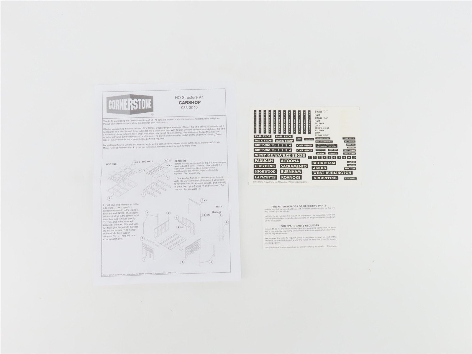 HO 1/87 Scale Walthers Cornerstone Kit 933-3040 Car Shop