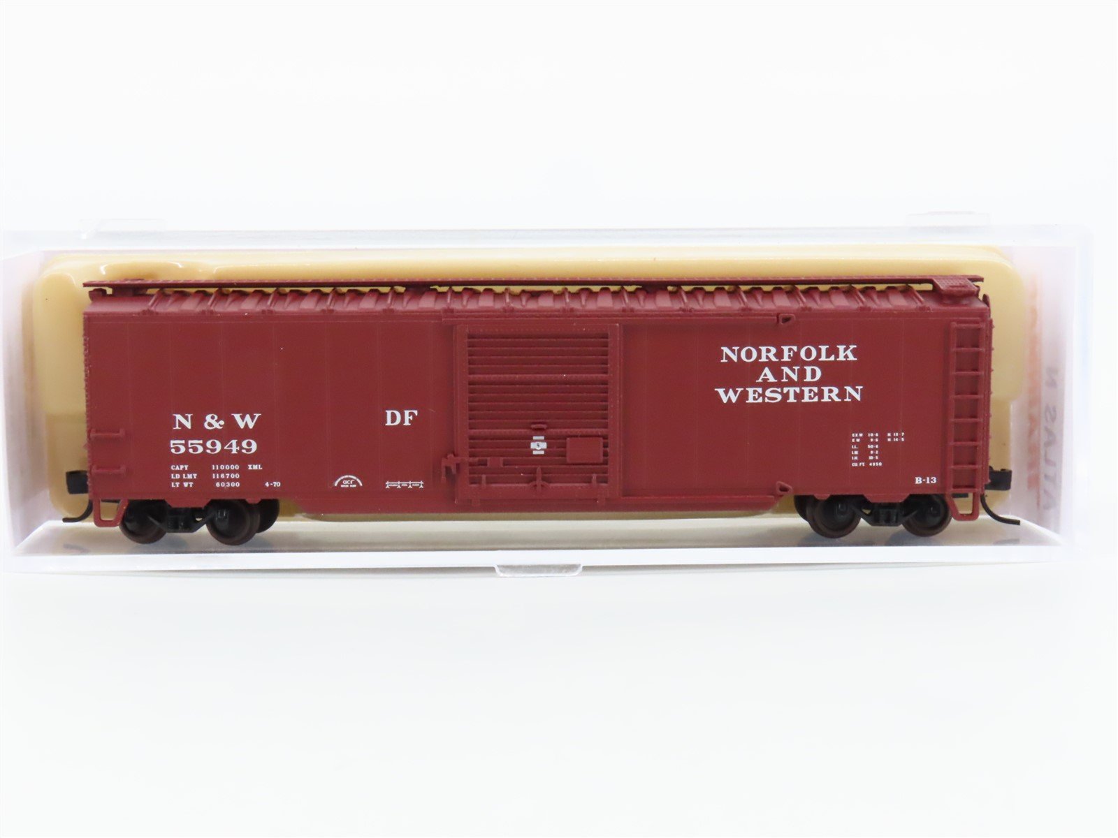 N Scale Atlas #50001599 N&W Norfolk & Western 50' Single Door Boxcar #55949
