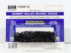 N Micro-Trains MTL 1038-10 Ten Pairs of Barber Roller Bearing Trucks w/ Coupler