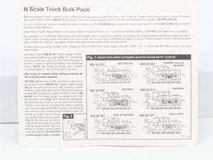 N Micro-Trains MTL 1035-10 Ten Pairs of Barber Roller Bearing Trucks w/ Coupler