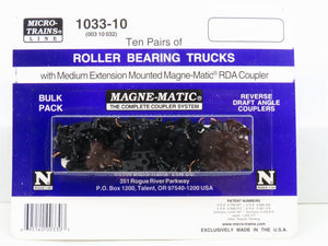 N Micro-Trains MTL 1033-10 Ten Pairs of Roller Bearing Trucks w/ RDA Coupler