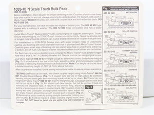 N Micro-Trains MTL 1033-10 Ten Pairs of Roller Bearing Trucks w/ RDA Coupler