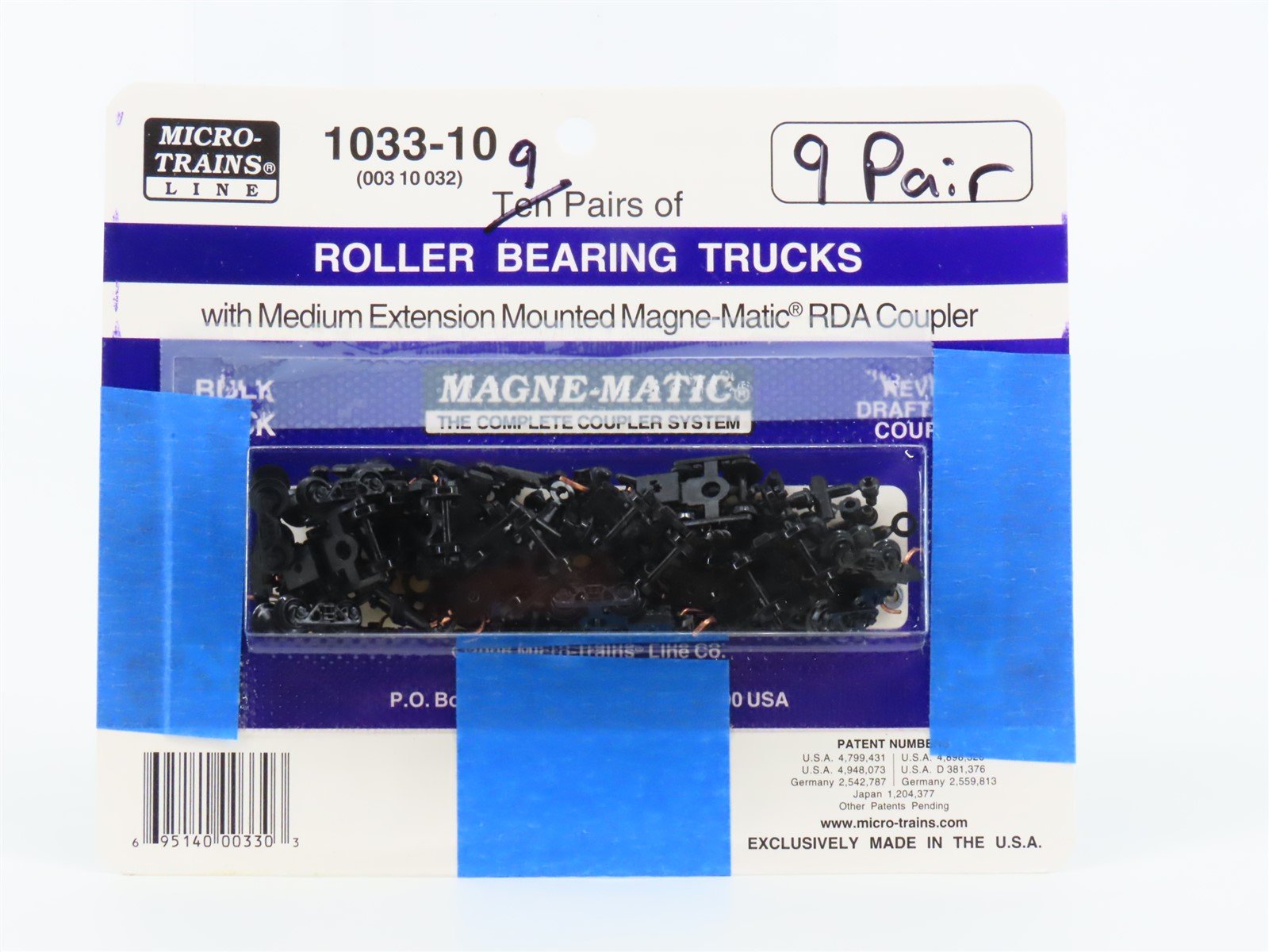 N Micro-Trains MTL 1033-10 9 Pairs of Barber Roller Bearing Trucks w/ Coupler