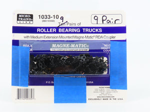N Micro-Trains MTL 1033-10 9 Pairs of Barber Roller Bearing Trucks w/ Coupler