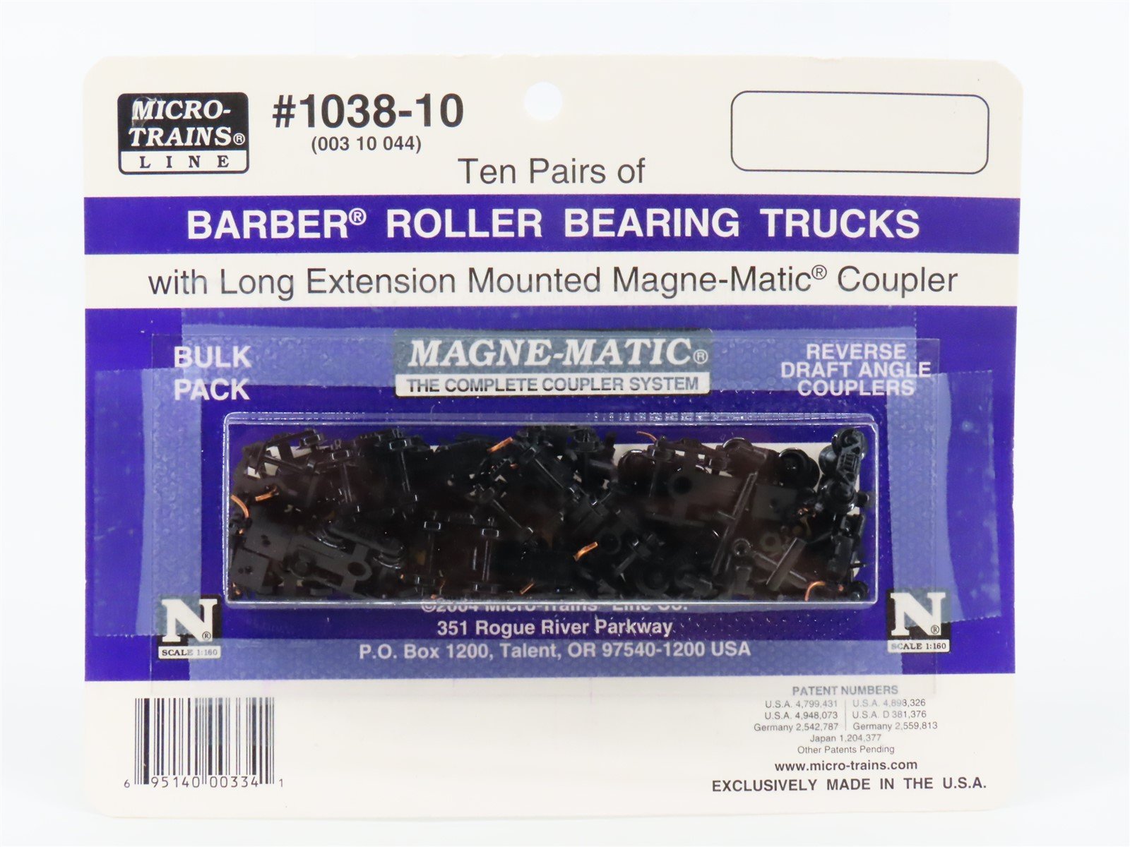N Micro-Trains MTL 1038-10 Ten Pairs of Barber Roller Bearing Trucks w/ Coupler