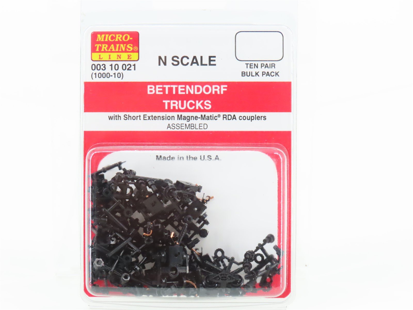 N Micro-Trains MTL 00310021 Ten Pairs of Bettendorf Trucks w/ RDA Couplers