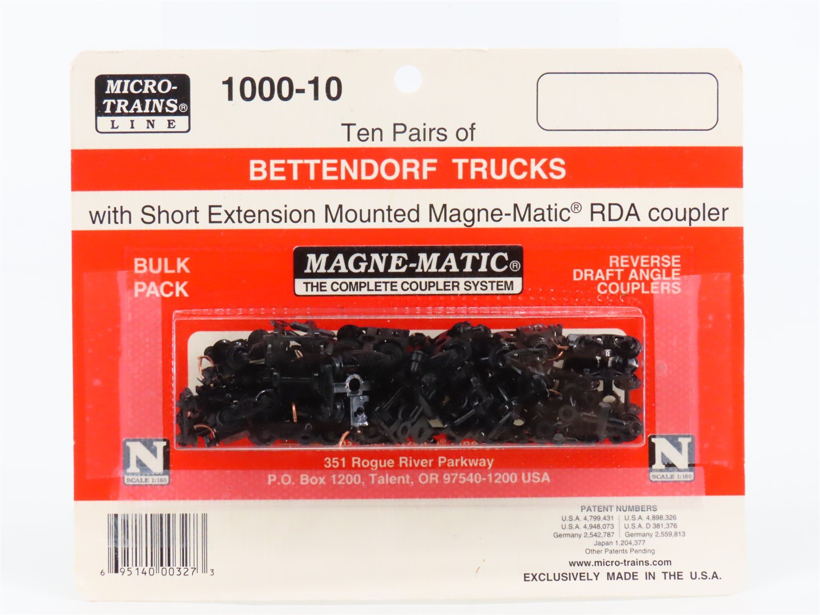 N Micro-Trains MTL 1000-10 Ten Pairs of Bettendorf Trucks w/ RDA Couplers