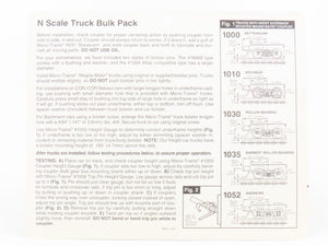 N Micro-Trains MTL 1000-10 Ten Pairs of Bettendorf Trucks w/ RDA Couplers