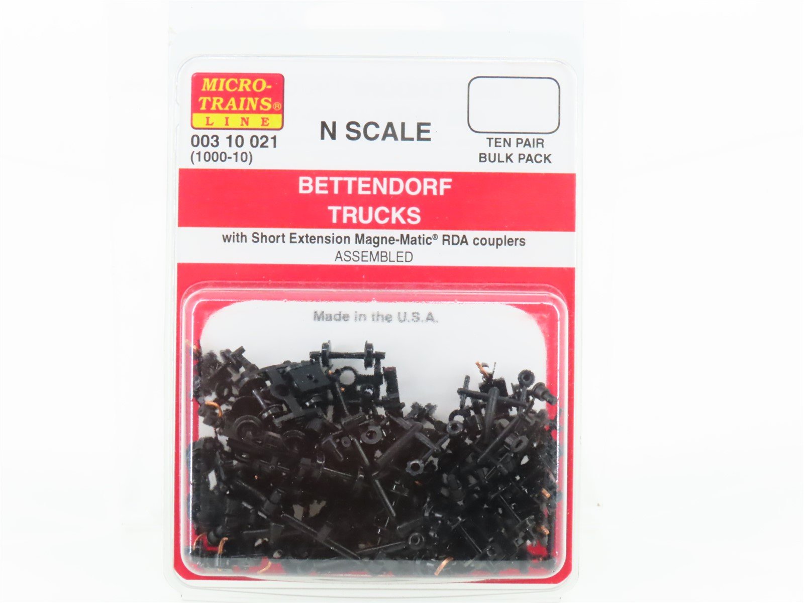 N Micro-Trains MTL 00310021 Ten Pairs of Bettendorf Trucks w/ RDA Couplers