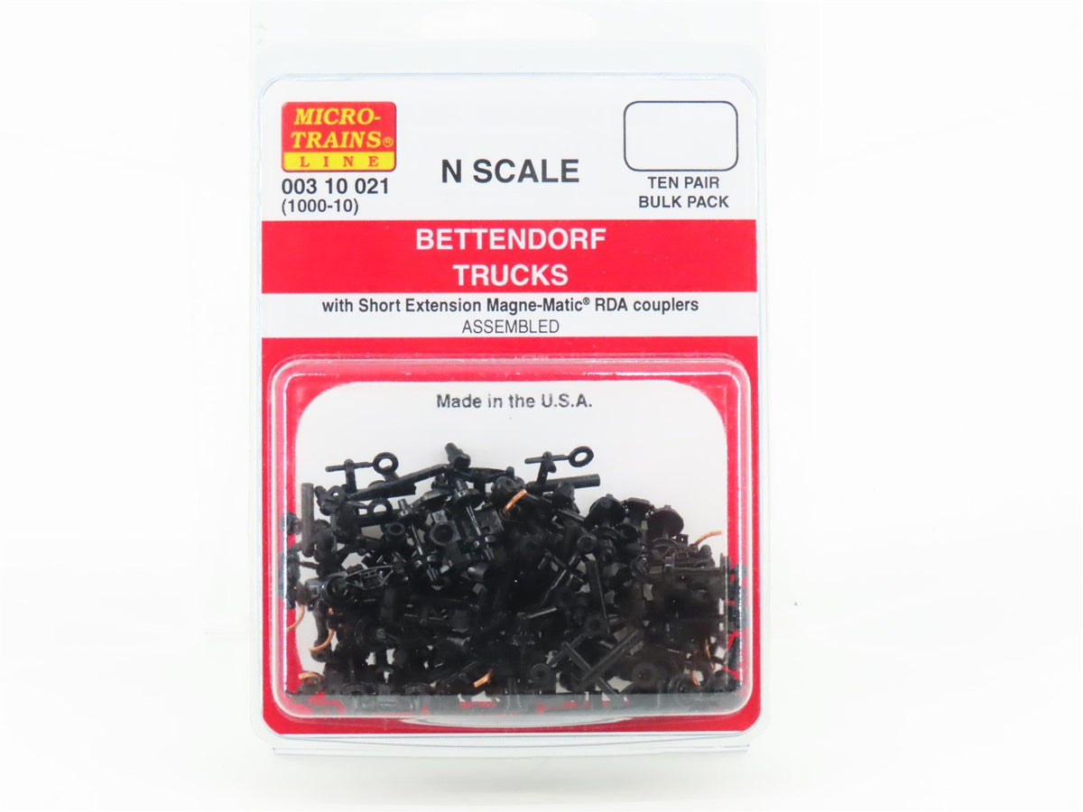 N Micro-Trains MTL 00310021 Ten Pairs of Bettendorf Trucks w/ RDA Couplers