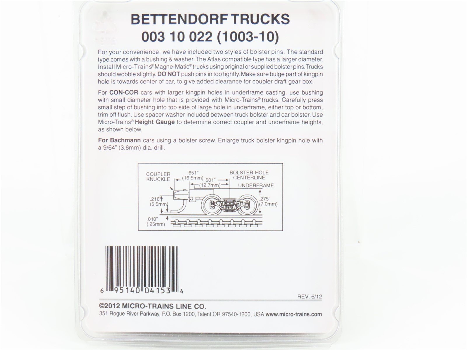N Micro-Trains MTL 00310022 Ten Pairs of Bettendorf Trucks w/ RDA Couplers