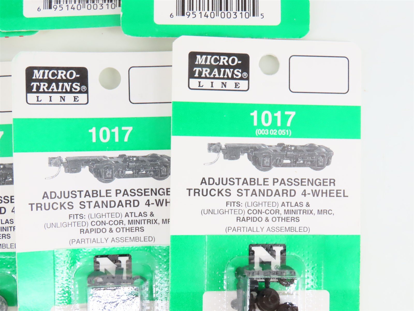 LOT of 10 Packs of N Scale Micro-Trains MTL 1017 4-Wheel Passenger Trucks