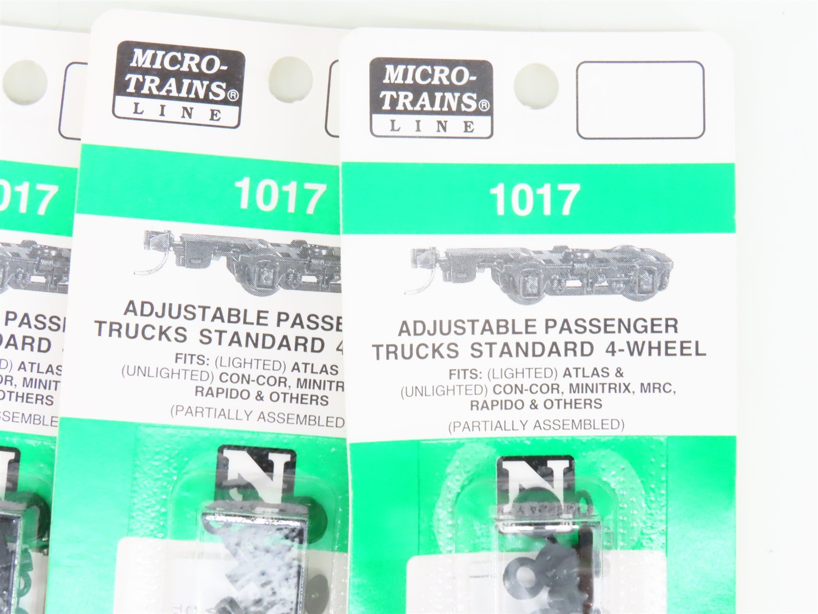 LOT of 10 Packs of N Scale Micro-Trains MTL 1017 4-Wheel Passenger Trucks