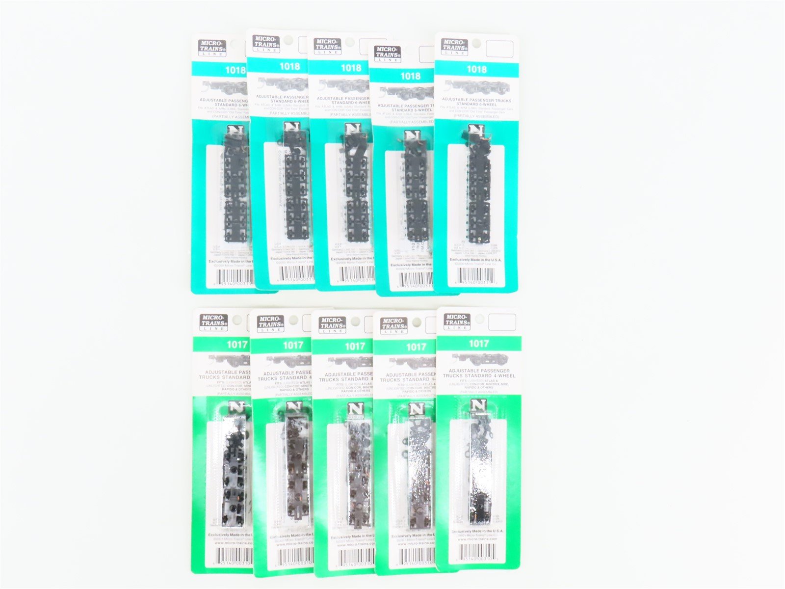 LOT of 10 Packs of N Scale Micro-Trains MTL 4&6-Wheel Passenger Trucks