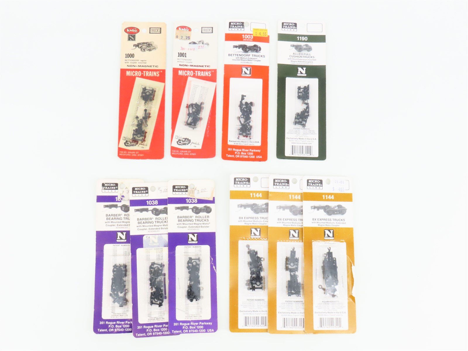 LOT of 10 Packs of N Scale Micro-Trains MTL Freight Trucks w/ Couplers