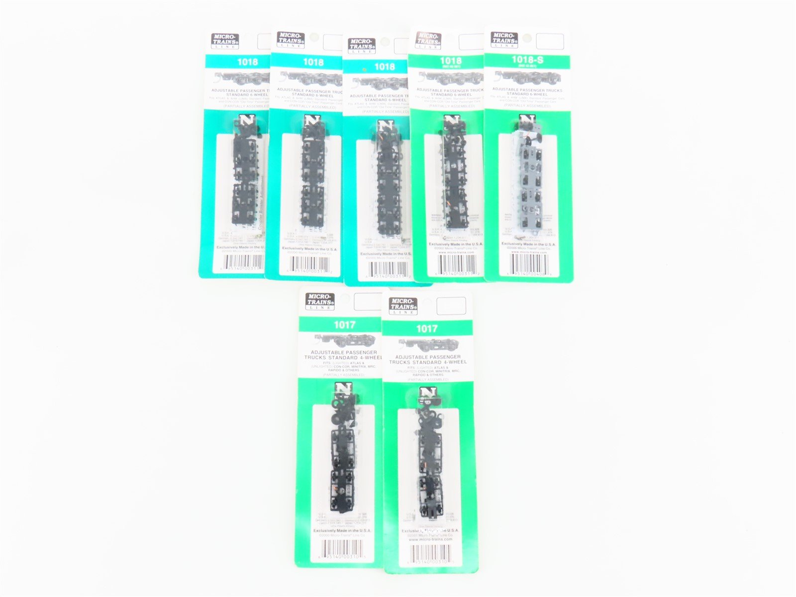 LOT of 7 Packs of N Scale Micro-Trains MTL 4&6-Wheel Passenger Trucks