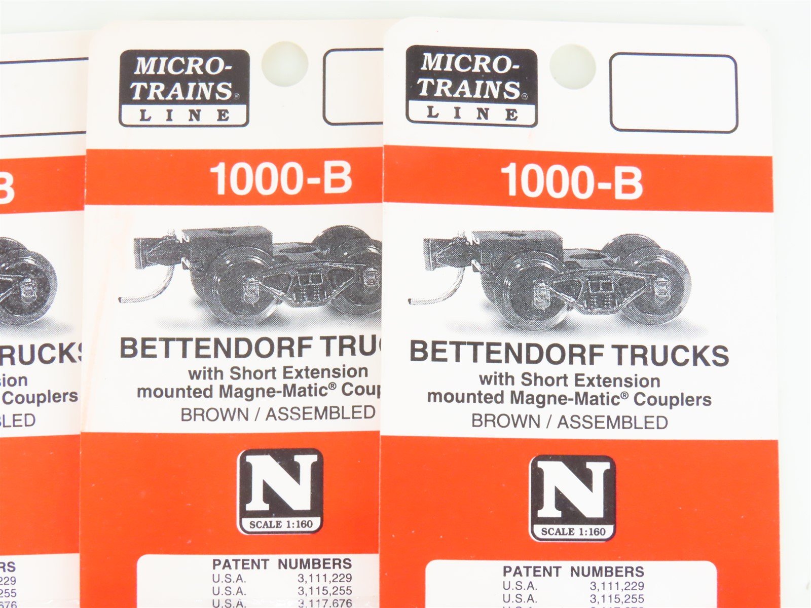 LOT of 10 Packs of N Micro-Trains MTL 1000-B Bettendorf Trucks w/ Couplers