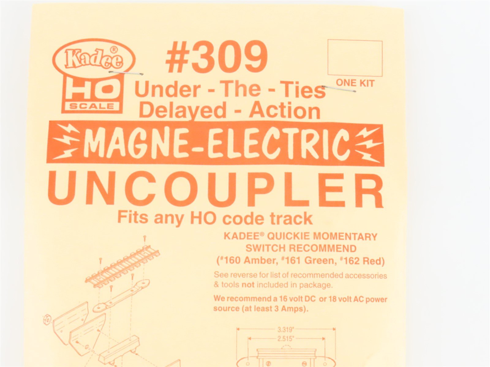 HO Scale Kadee 309 Under-The-Ties Delayed-Action Magne-Electric Uncoupler