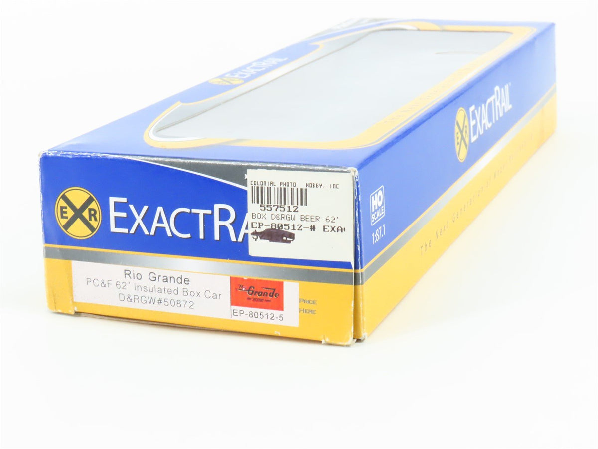 HO Scale ExactRail Platinum EP-80512-5 D&amp;RGW Rio Grande 62&#39; Box Car #50872