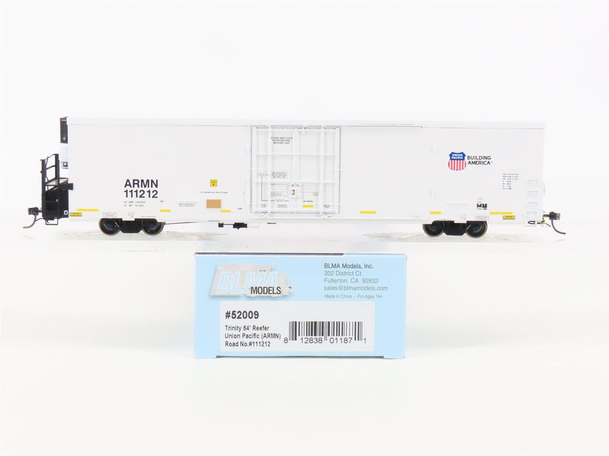 HO Scale BLMA Models 52009 ARMN UP Union Pacific Railroad 64&#39; Reefer #111212