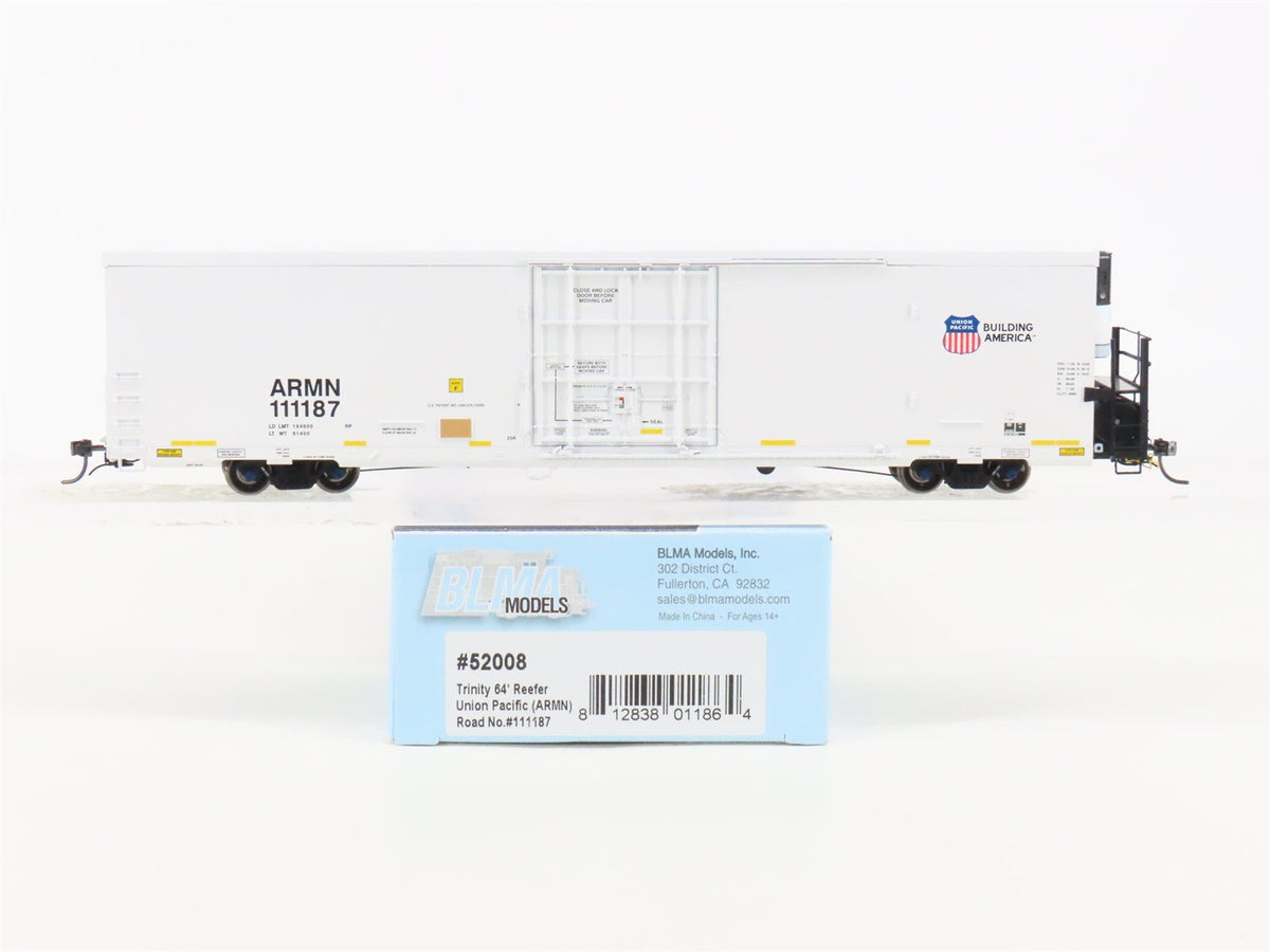 HO Scale BLMA Models 52008 ARMN UP Union Pacific Railroad 64&#39; Reefer #111187