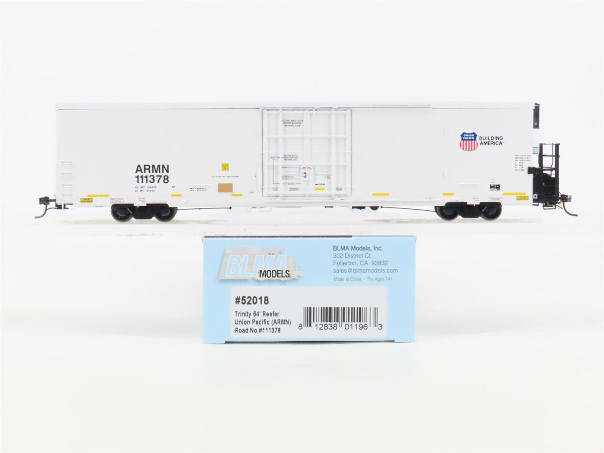 HO Scale BLMA Models 52018 ARMN UP Union Pacific Railroad 64&#39; Reefer #111378