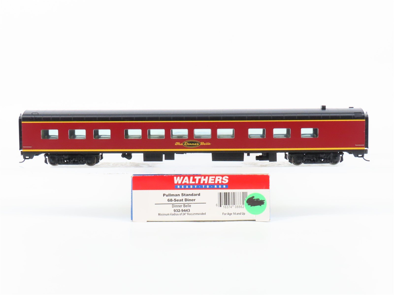 HO Scale Walthers 932-9443 Dinner Belle 68-Seat Diner Passenger Car