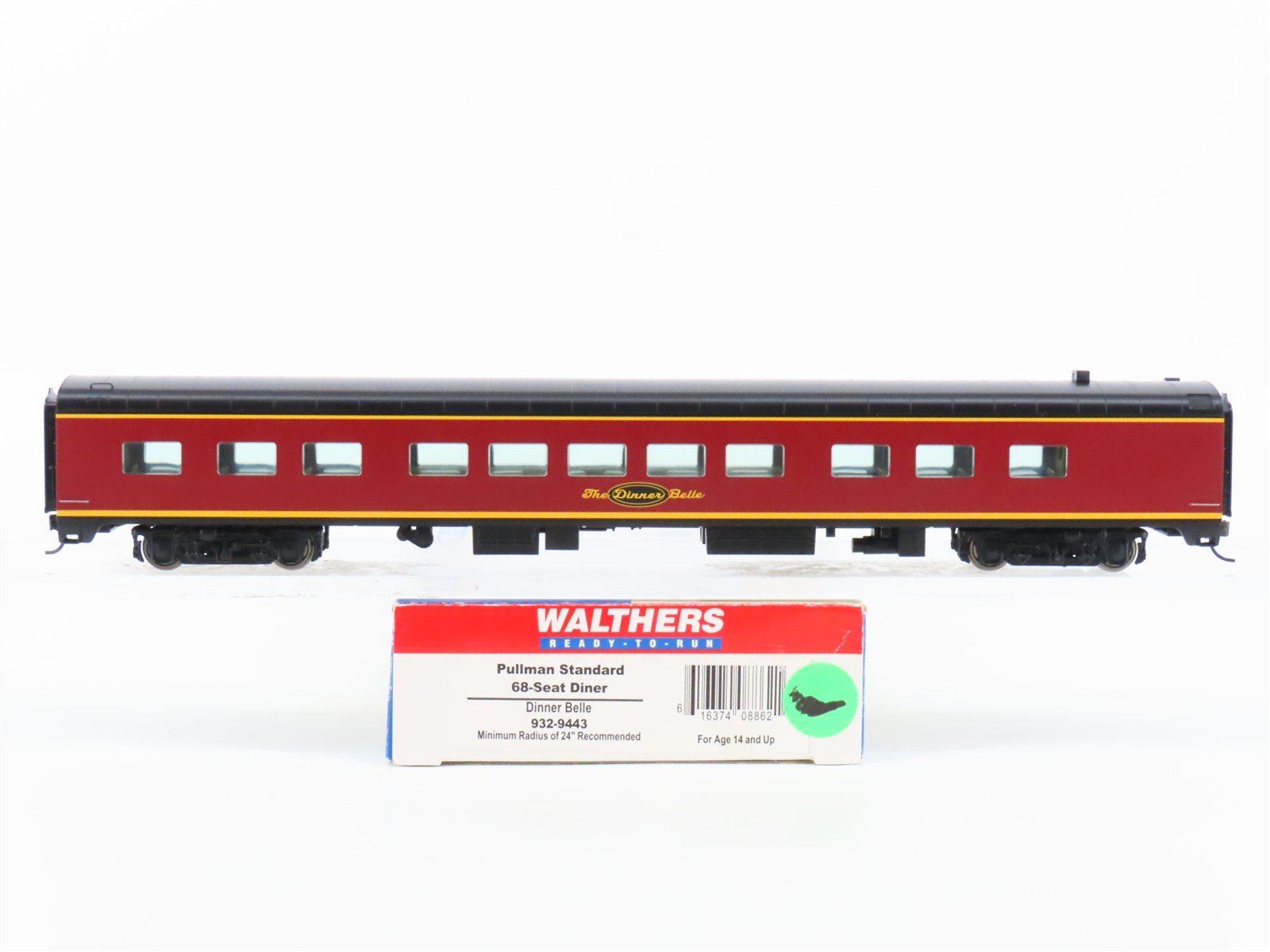 HO Scale Walthers 932-9443 Dinner Belle 68-Seat Diner Passenger Car