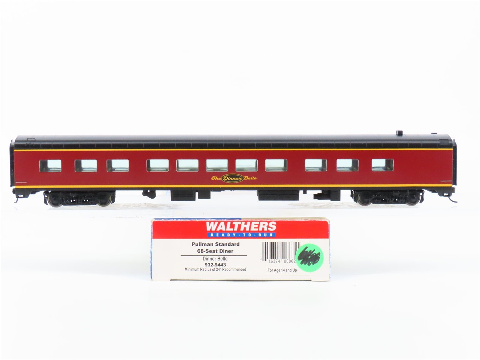 HO Scale Walthers 932-9443 Dinner Belle 68-Seat Diner Passenger Car