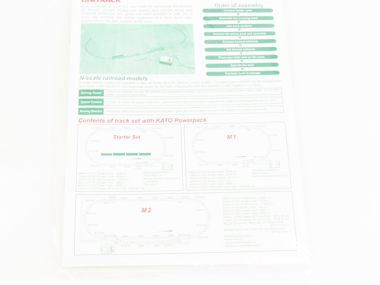 N Scale Kato 20-860-1 Mainline Passing Siding Variation 1 Unitrack Set