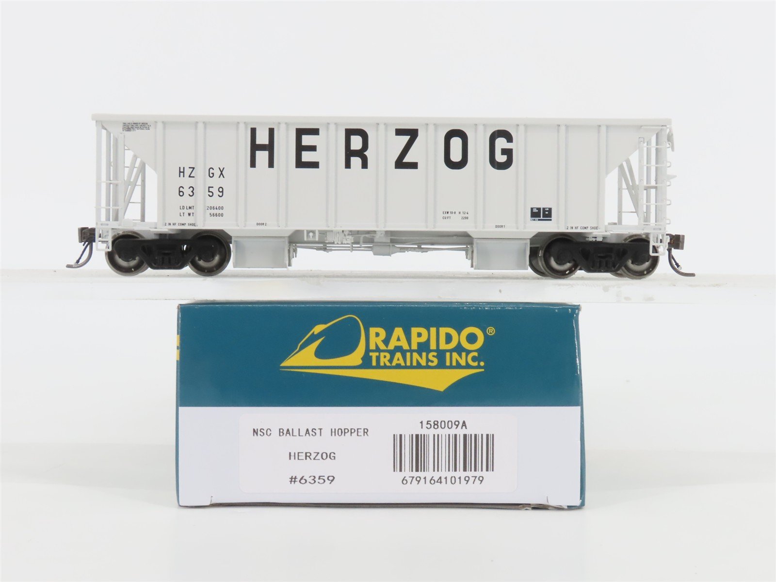 HO Scale Rapido 158009A HZGX Herzog NSC Ballast 2-Bay Hopper #6359