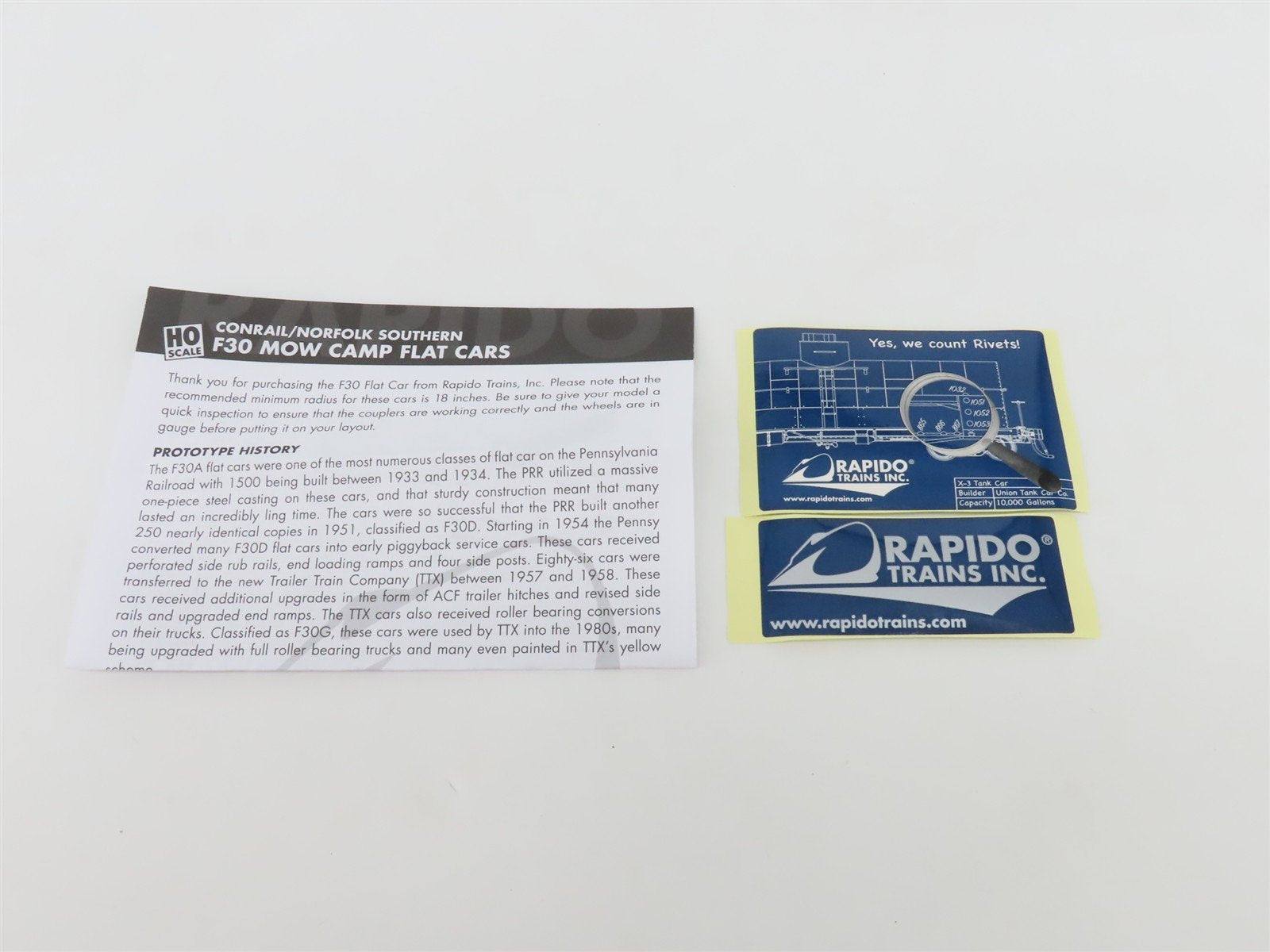 HO Scale Rapido 138101A CR Conrail MOW Flat Car #62954