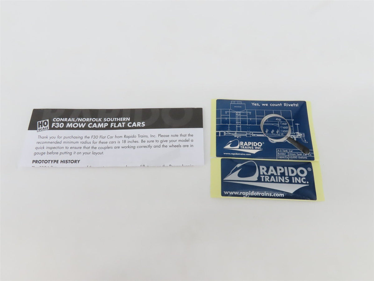 HO Scale Rapido 138101A CR Conrail MOW Flat Car #62204
