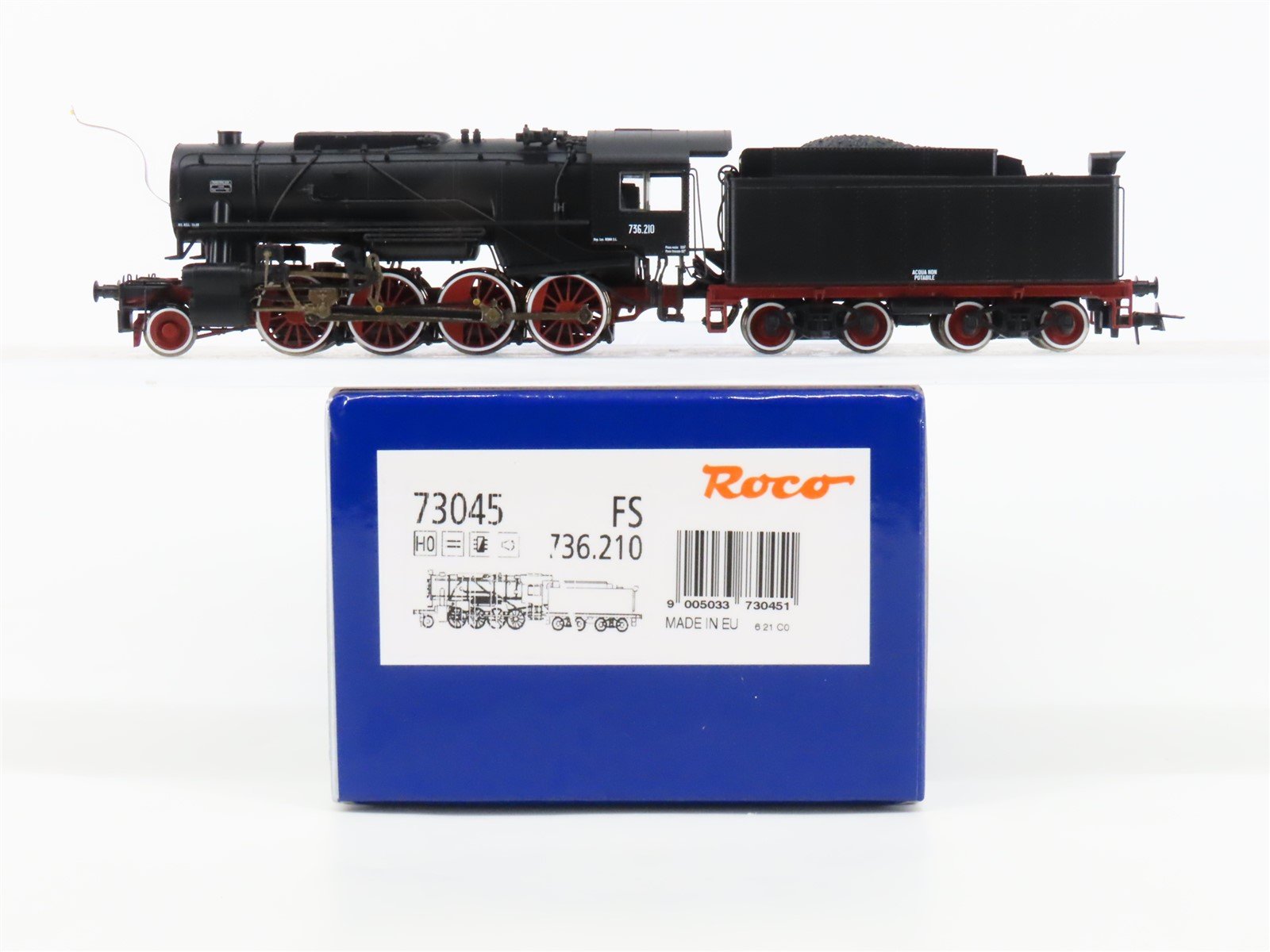 HO Scale Roco 73045 FS Italy 2-8-0 Class 736 Steam Locomotive #210 wDCC & Sound