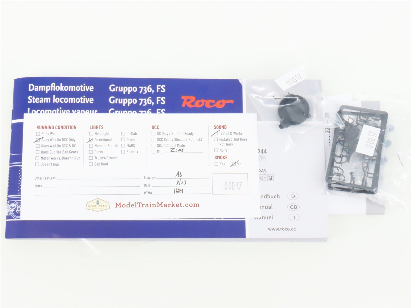 HO Scale Roco 73045 FS Italy 2-8-0 Class 736 Steam Locomotive #210 wDCC & Sound