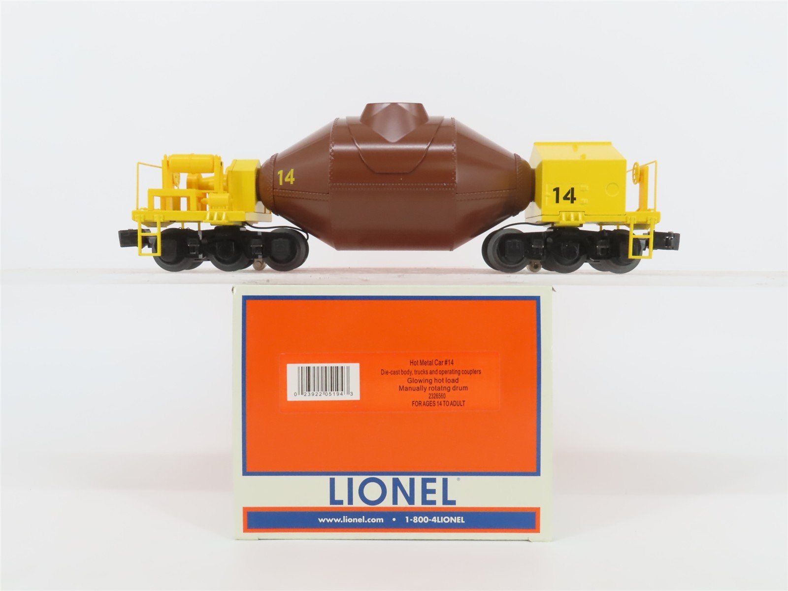 O Gauge 3-Rail Lionel 2326560 Hot Metal Car #14 w/ Glowing Hot Load