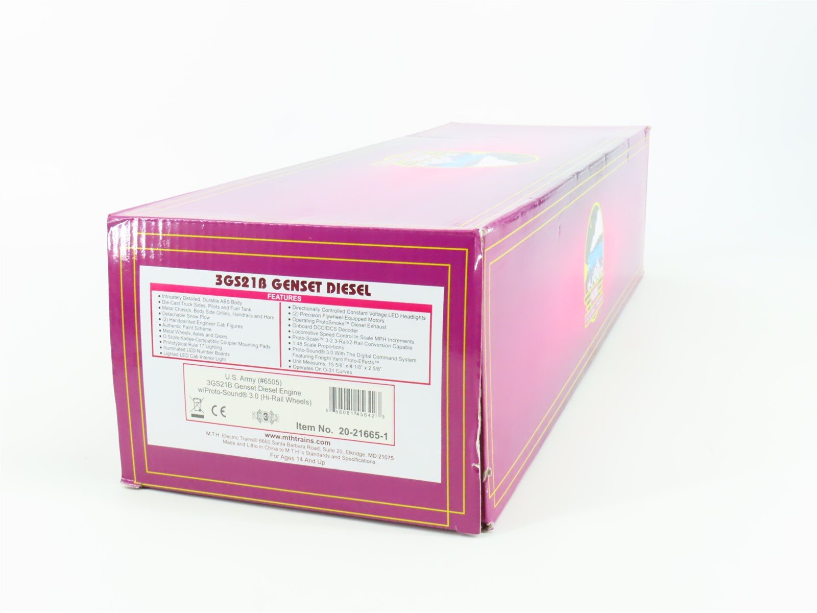 O Gauge 3-Rail MTH 20-21665-1 US Army 3GS21B Genset Diesel Loco #6505 w/ Sound