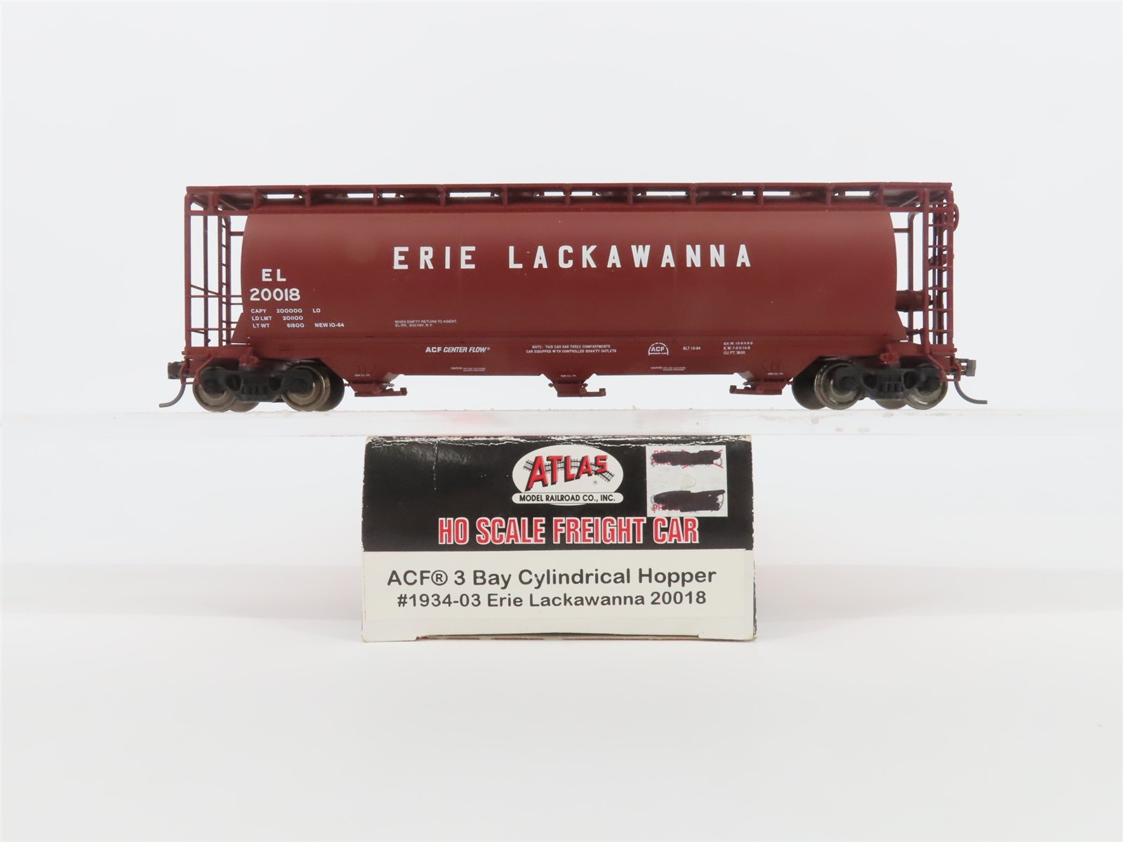 HO Scale Atlas 1934-03 EL Erie Lackawanna 3-Bay Cylindrical Hopper #20018