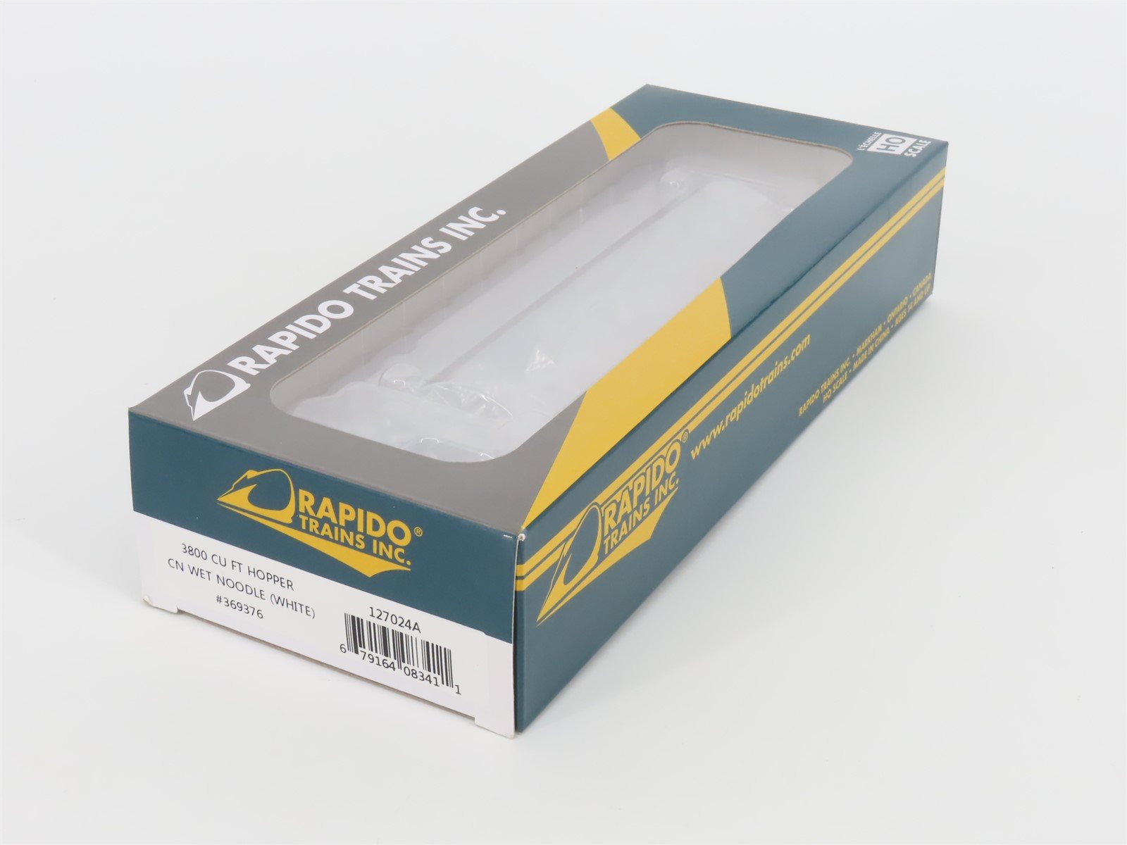 HO Scale Rapido 127024A CN Canadian National 4-Bay Covered Hopper #369376