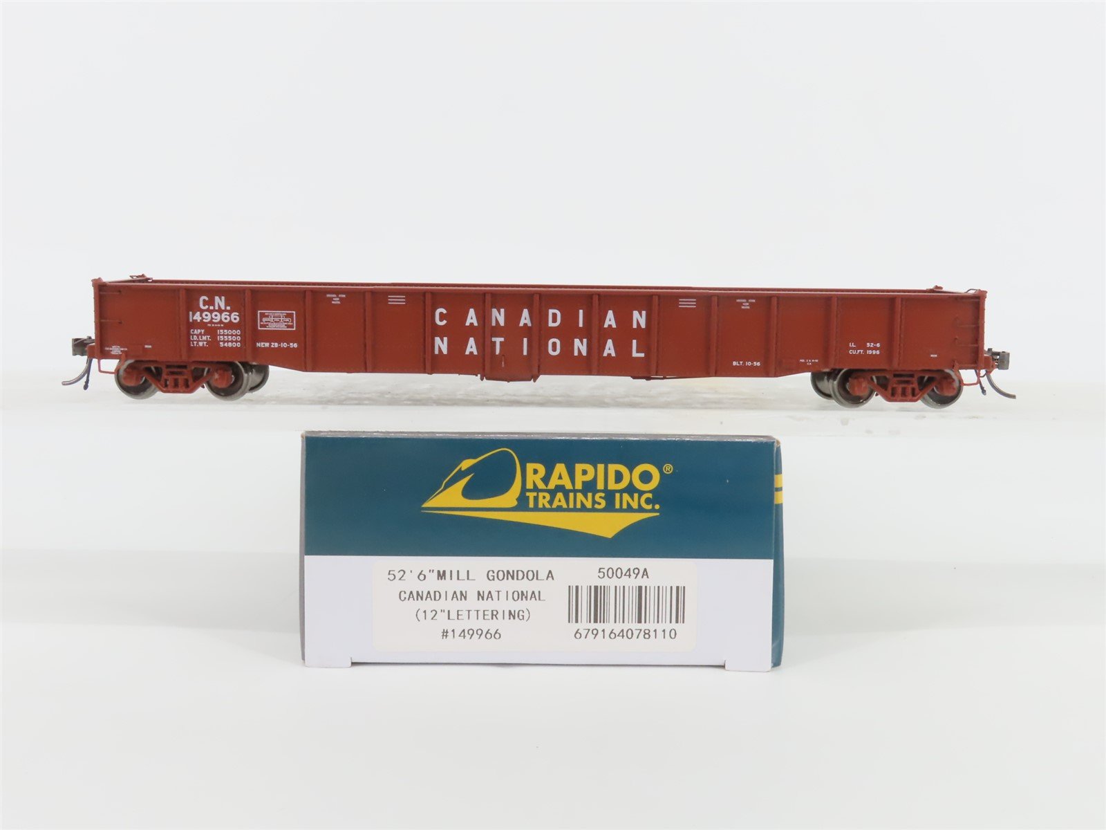 HO Scale Rapido 50049A CN Canadian National 52' 6" Mill Gondola #149966