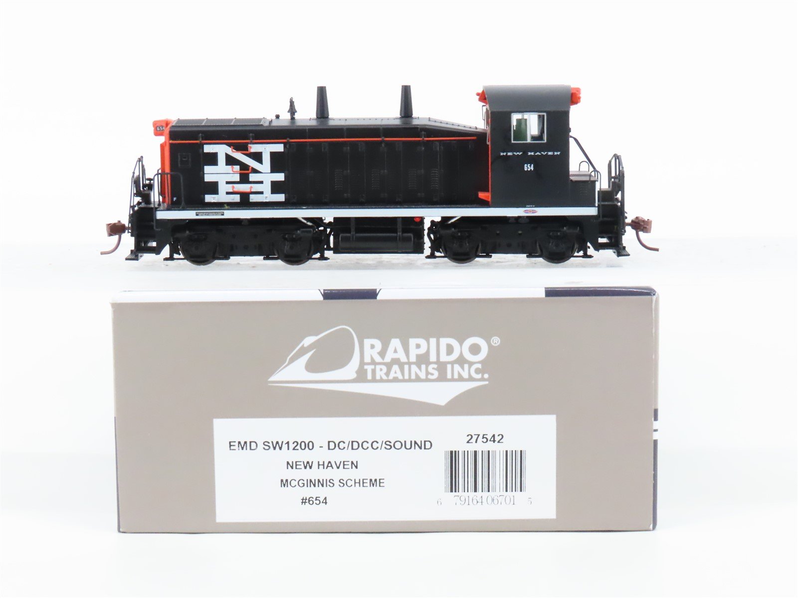 HO Rapido 27542 NH New Haven McGinnis Scheme SW1200 Diesel #654 w/ DCC & Sound
