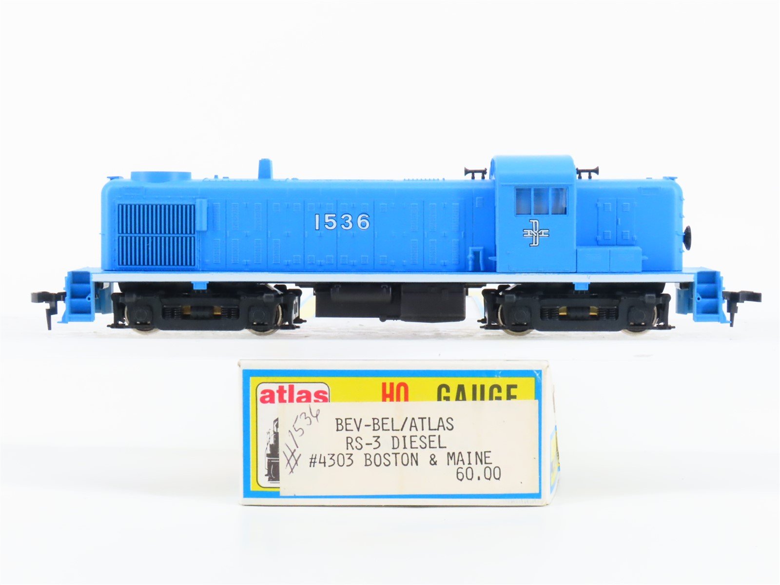 HO Scale Bev-Bel/Atlas 4303 B&M Boston & Maine RS3 Diesel Locomotive #1536