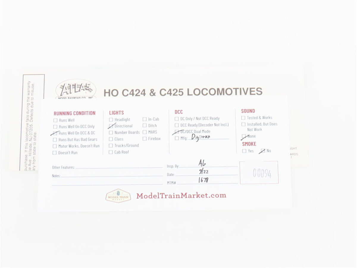 HO Scale Atlas 8038 NH New Haven C425 Diesel Locomotive #2553 w/ DCC